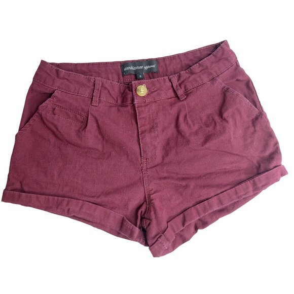 Ambiance Apparel Womens Burgundy Shorts S 97% Cotton 3% Spandex - Picture 1 of 6